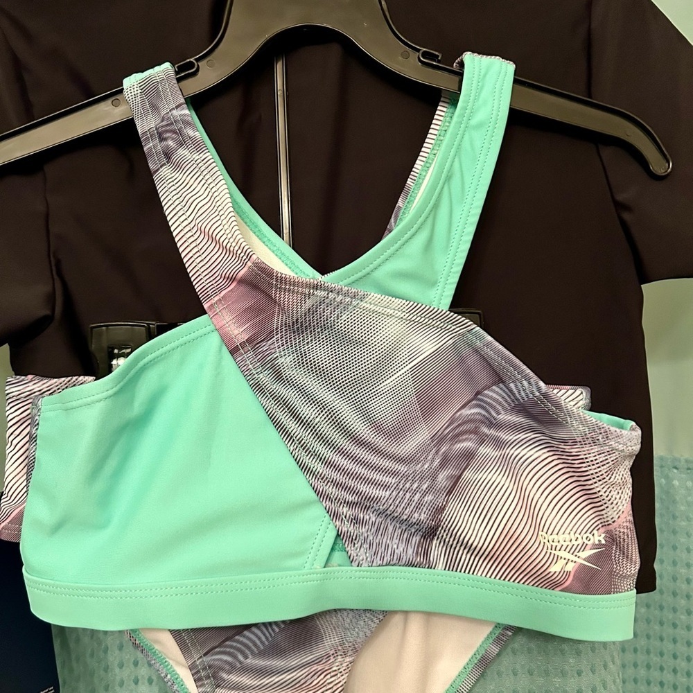 Reebok Girls 3-Piece Rash Guard Swim Set UPF 50+ - Mint & Black - NWT - Size 10 - Picture 9 of 12
